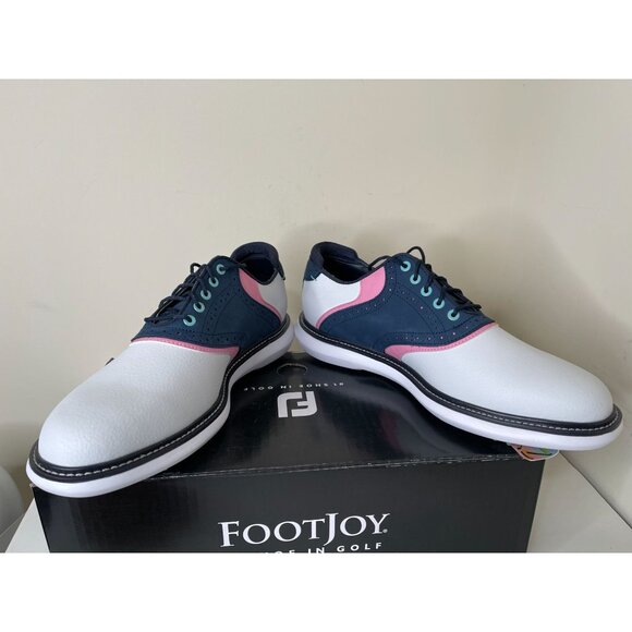 Footjoy FJ Traditions 57959 White Blue Golf Shoes Mens 10.5us - Picture 5 of 7